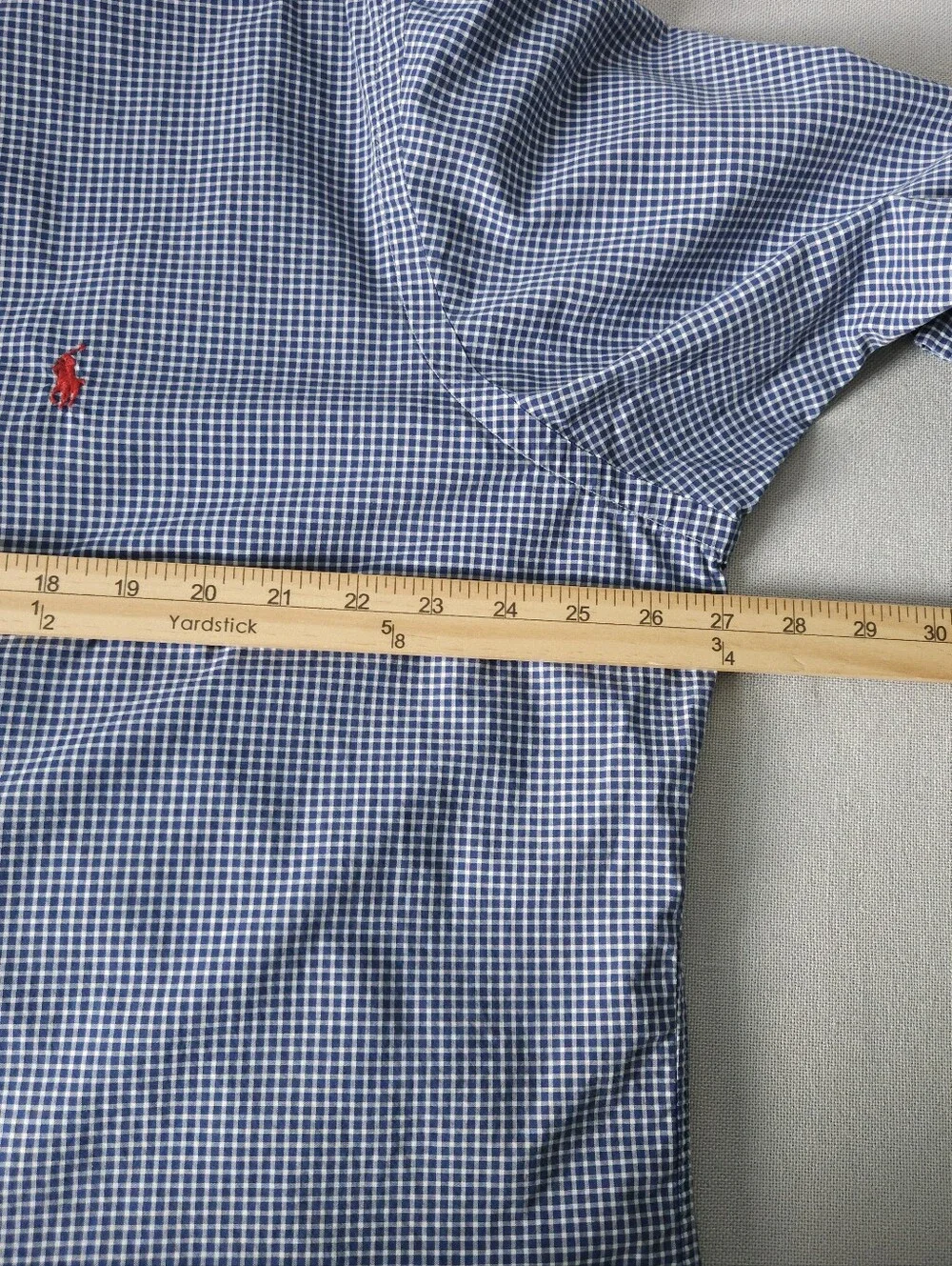 Ralph Lauren Shirt Mens XXL Blue Gingham Check Classic Fit Button Down Down